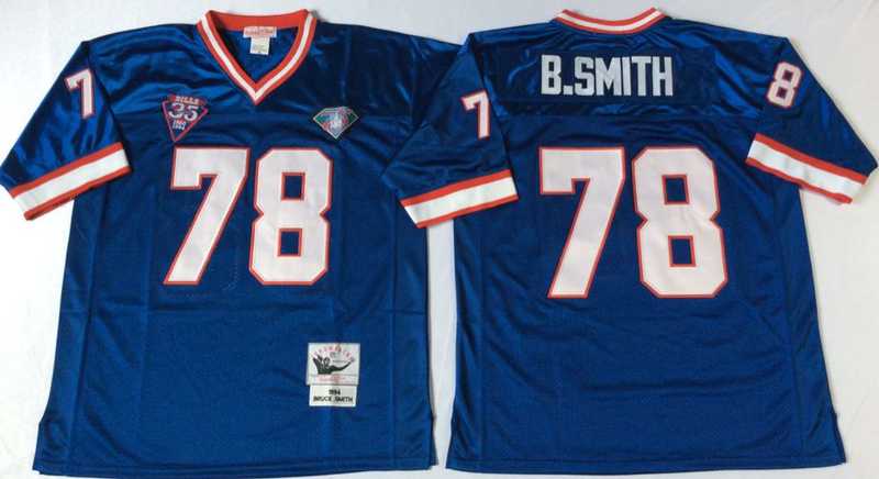 Bills 78 Bruce Smith Blue M&N Throwback Jersey